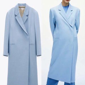 NWT Zara Wool Blend Coat Limited Edition Sky Blue